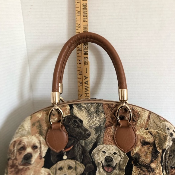 Dog Print Tapestry Bag with Brown Accents - Picture 11 of 11